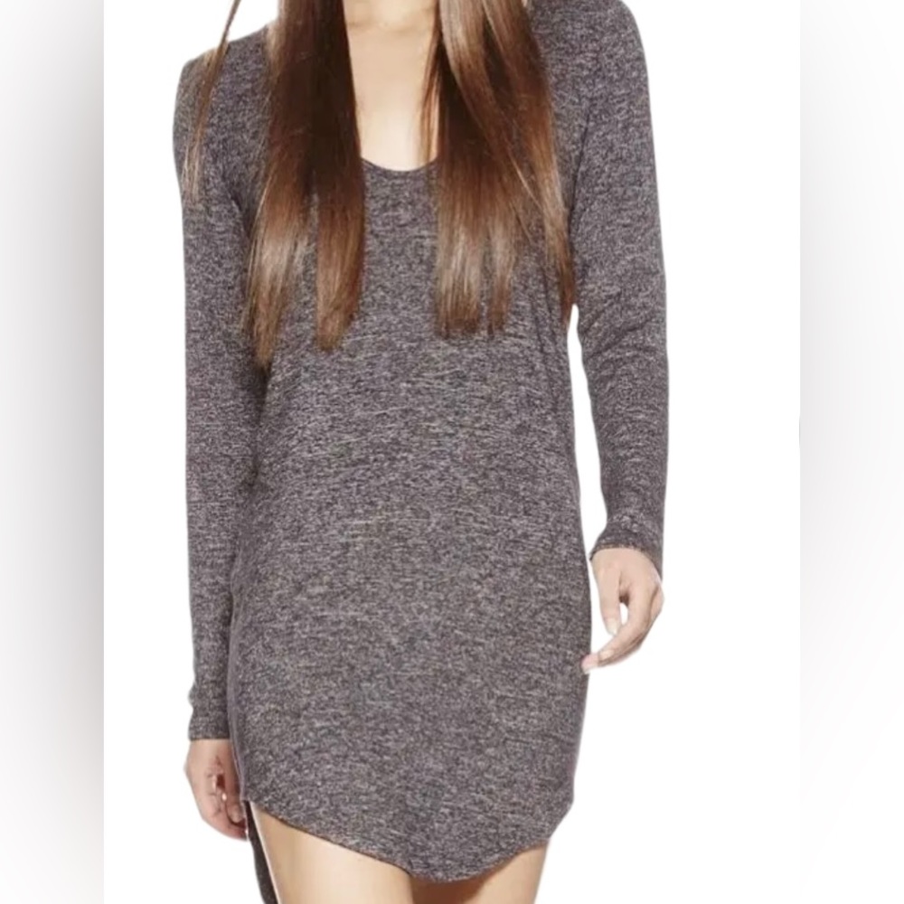 Riller & Fount Long Sleeve Knit "Molly" Mini Dress in Sable Brown S